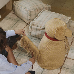 Подушка-пуф Лорена Каналс (Lorena Canals) "Этнос", серо-голубой, 45 х 45 х 45 см